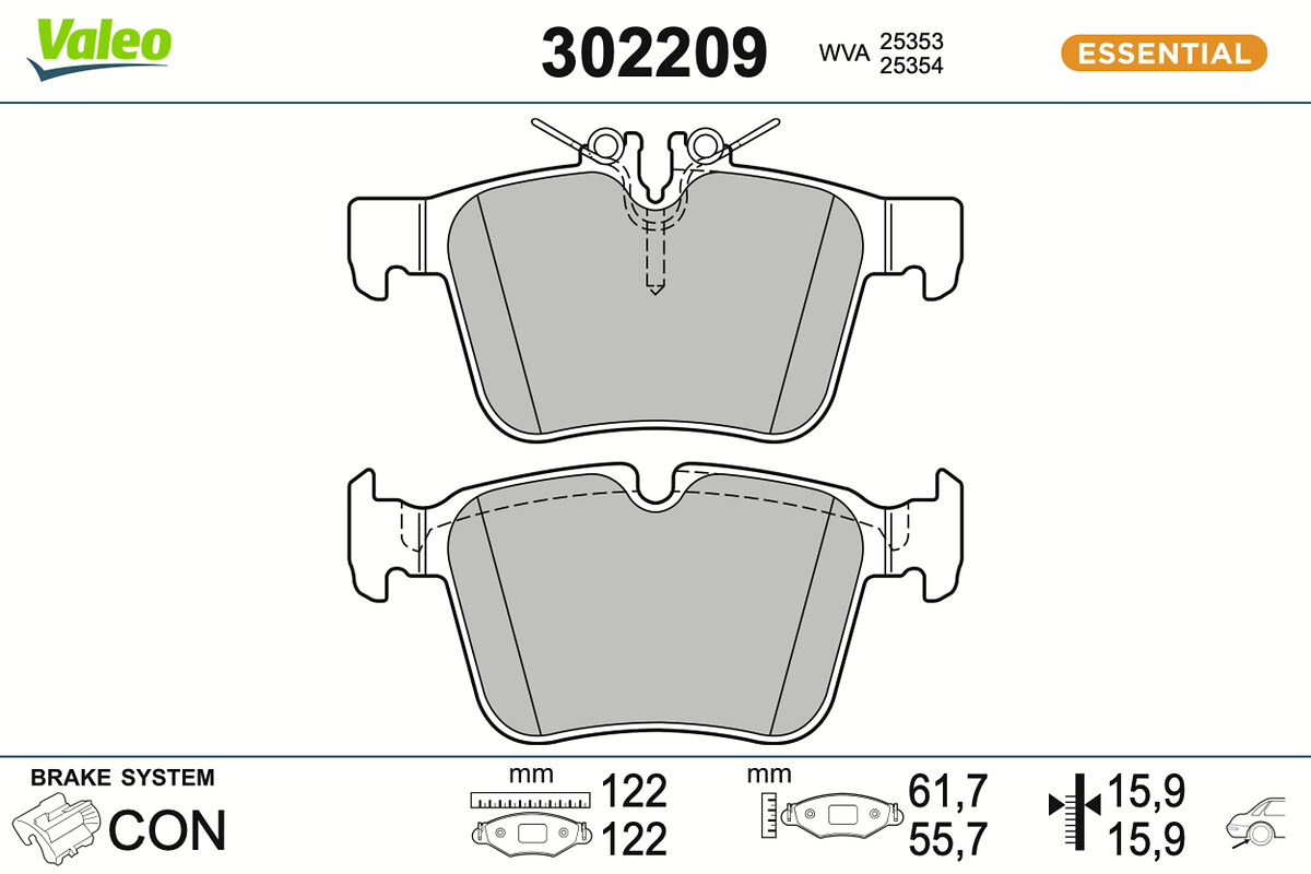 Jogo de 4 pastilhas de travão VALEO ref. 302209